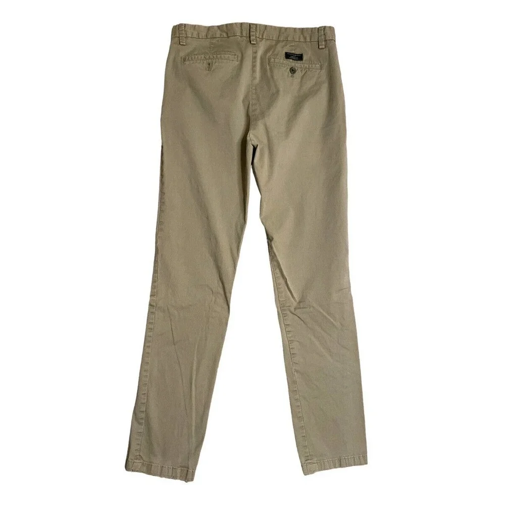 Banana Republic Fulton Skinny Chino Pants Mens Size 33x31.5 Khaki Flat Front